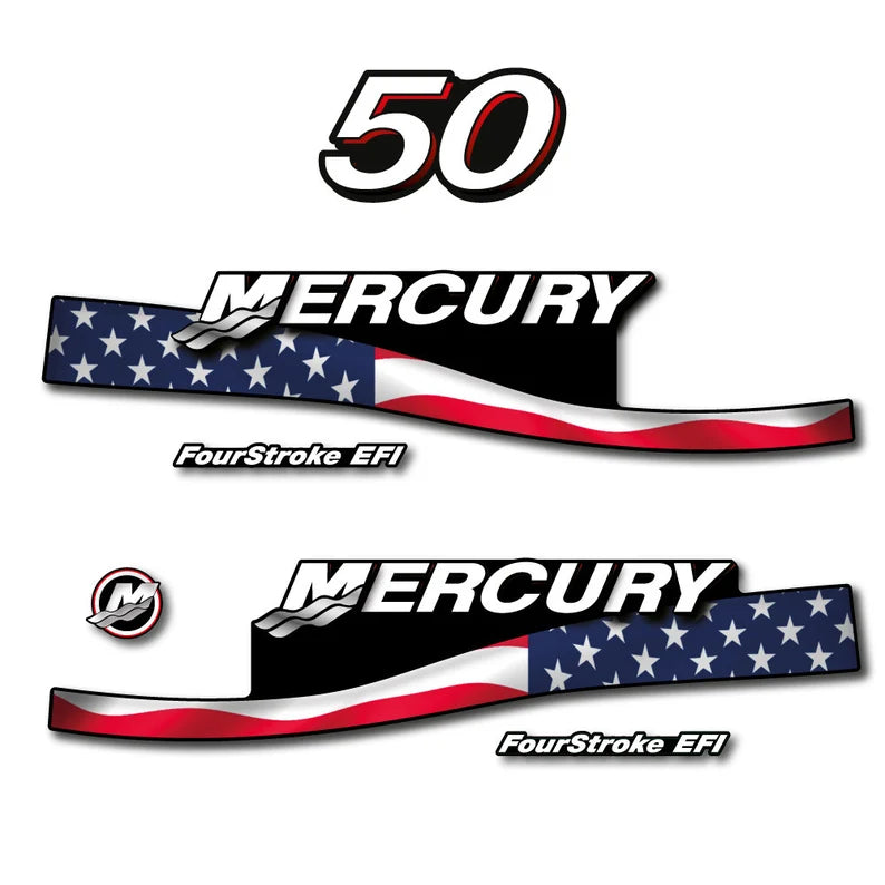 Mercury 50 quatre temps EFI 2005-2007 drapeau US2 / vintage / camée / rouge 2005-2007