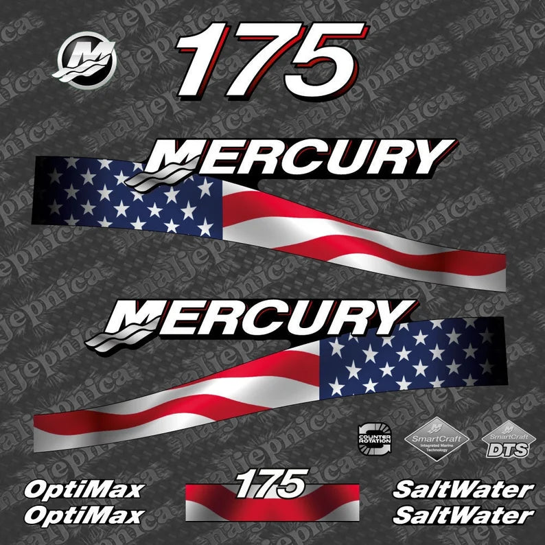 Mercury 175 drapeau américain Saltwater Optimax 2005-2007