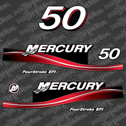 Mercury 50 quatre temps EFI 2005-2007 drapeau US2 / vintage / camée / rouge 2005-2007